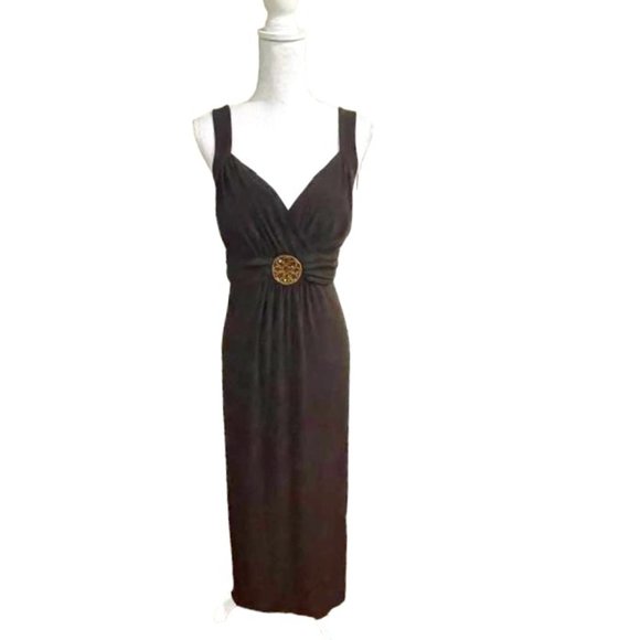 Enfocus Soft Maxi Strappy Summer Sundress with Beaded Medallion 14W - Picture 1 of 16